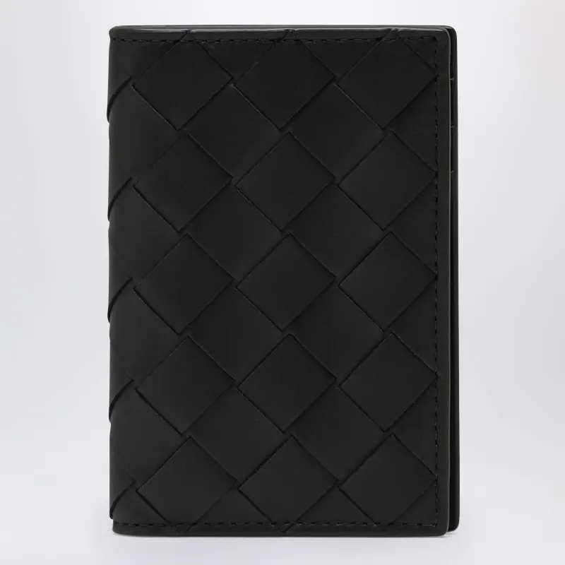 Black Intrecciato Card Holder With Flap made by Bottega Veneta