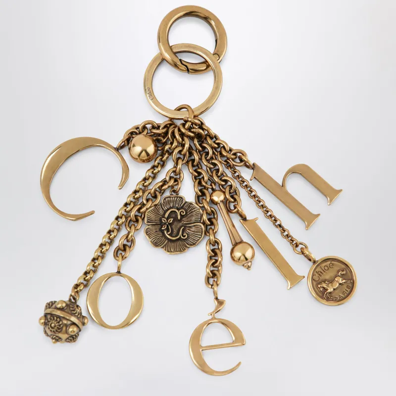 Bag Charm Keyring Symbols Logo In Vintage Gold Brass made by Chloe