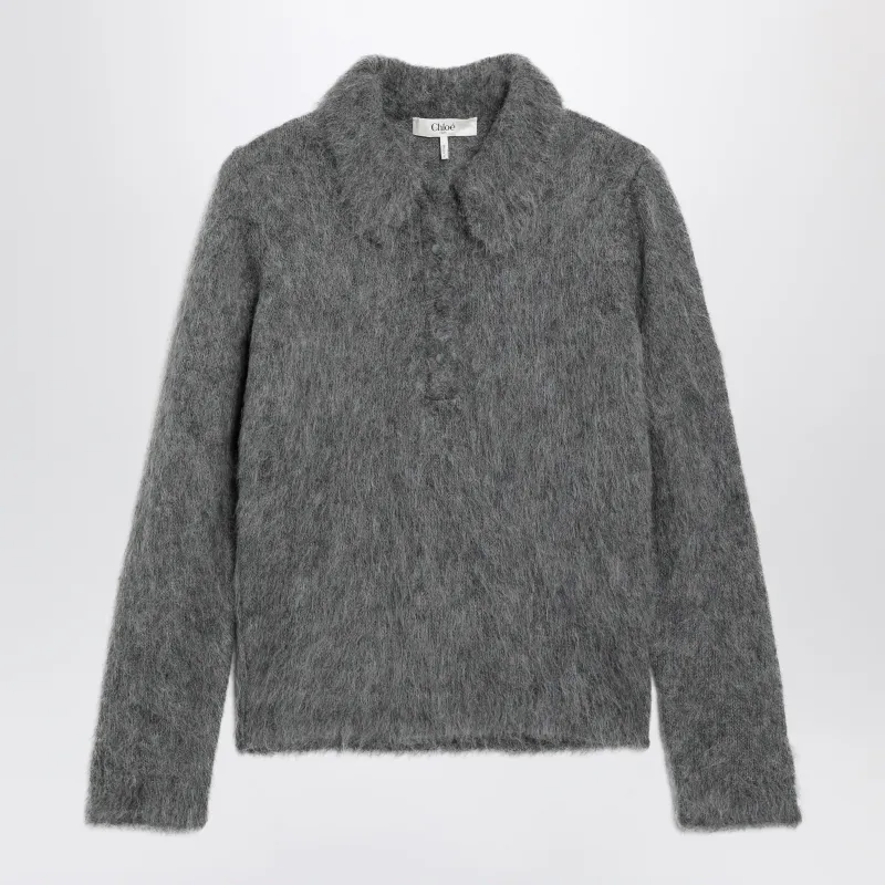 Smoke Grey Alpaca-Blend Cardigan made by Chloe