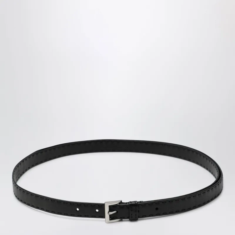 Black Leather Belt made by Prada