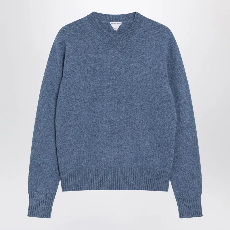 Denim Blue Cashmere Sweater With Intrecciato Patches made by Bottega Veneta
