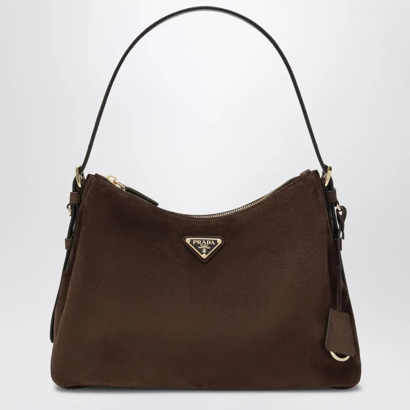 Dark Brown Suede Bag made by Prada