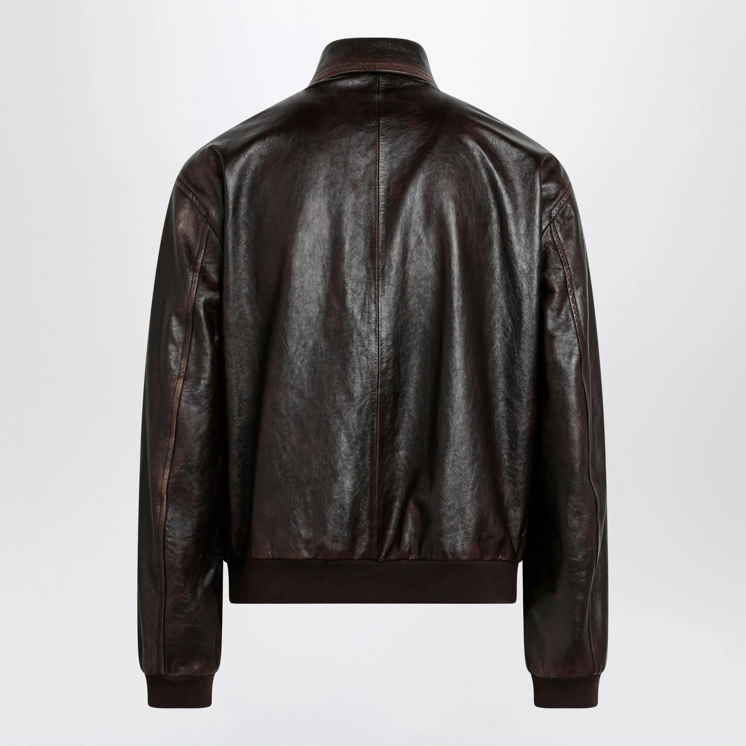 Vintage Nappa Leather Bomber Jacket In Dark Brown sold by Wanan Luxury product image thumbnail 2
