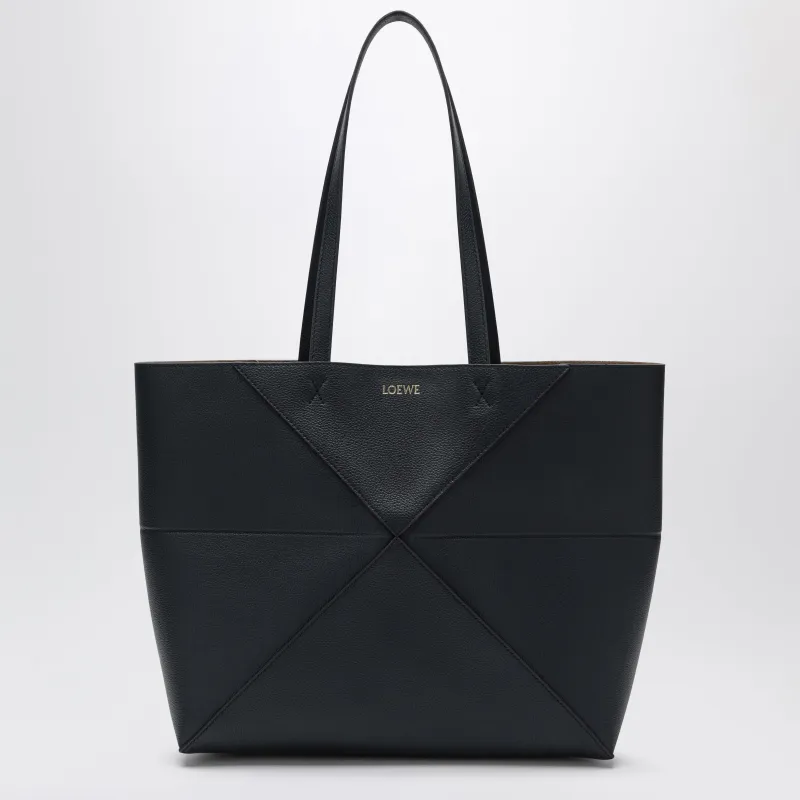 Medium Puzzle Fold Tote Bag In Navy Blue Leather made by Loewe