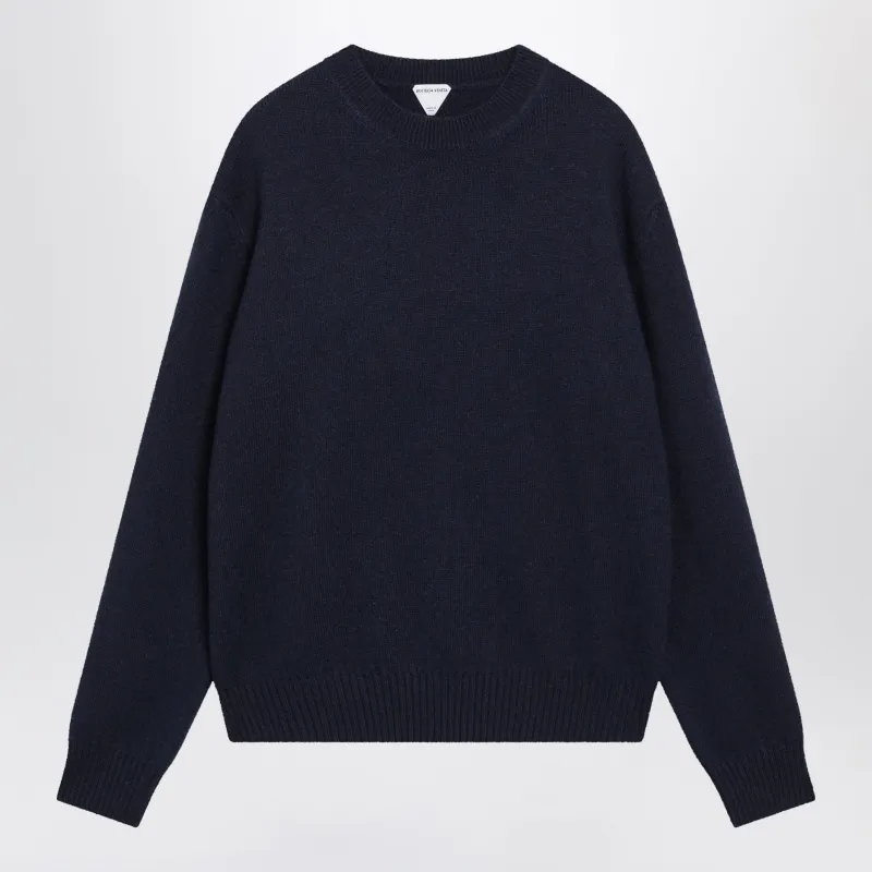 Midnight Blue Sweater With Intrecciato Elbow Patches made by Bottega Veneta