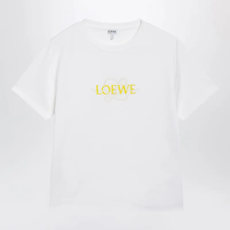 White Cotton T-Shirt With Embroidered Logo made by Loewe