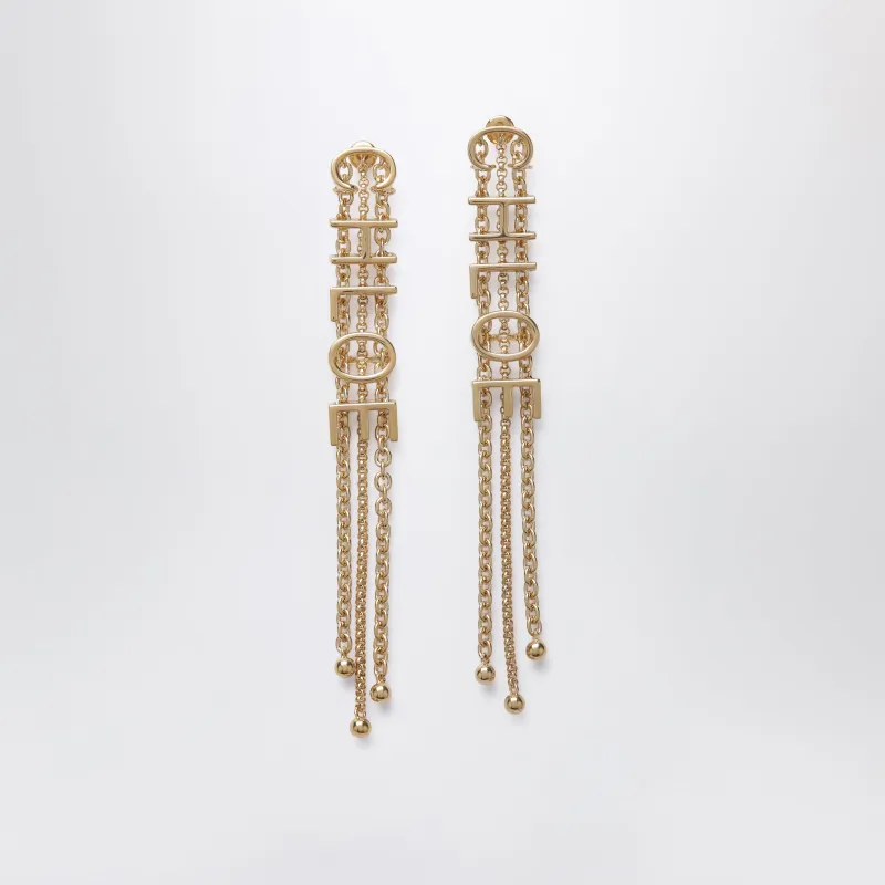 Gold-Tone Earrings With Logo Lettering made by Chloe