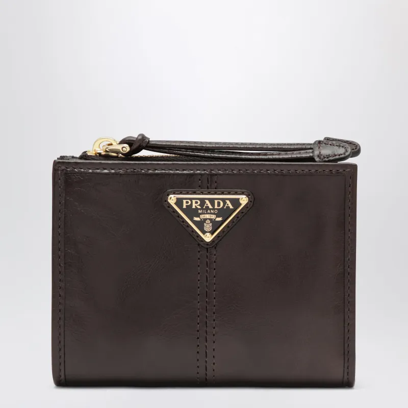 Small Dark Brown Leather Wallet made by Prada