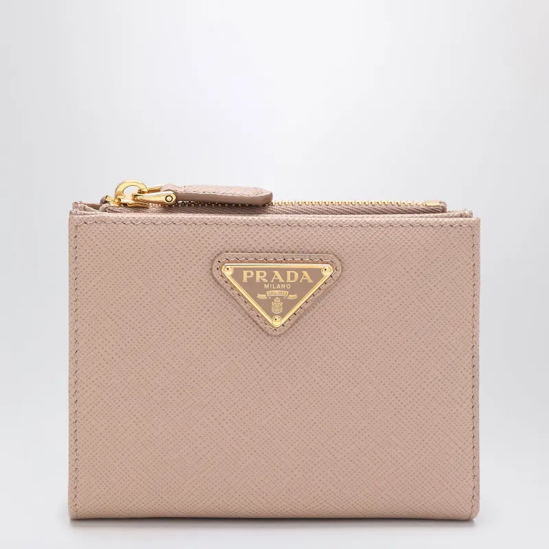Powder Pink Saffiano Leather Wallet made by Prada