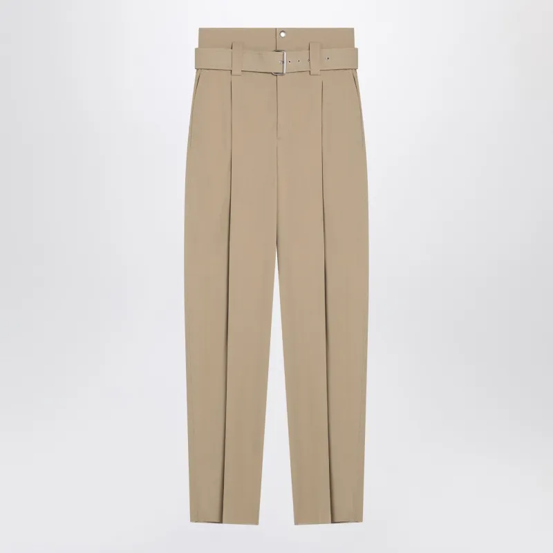 Sand-Coloured Belted Trousers made by Bottega Veneta