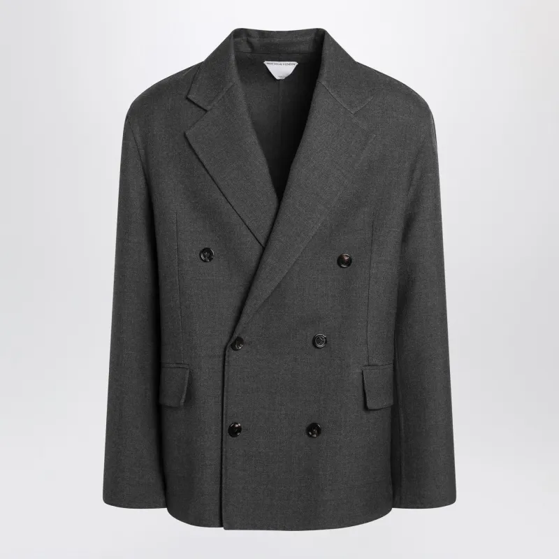 Grey Double-Breasted Wool Jacket made by Bottega Veneta