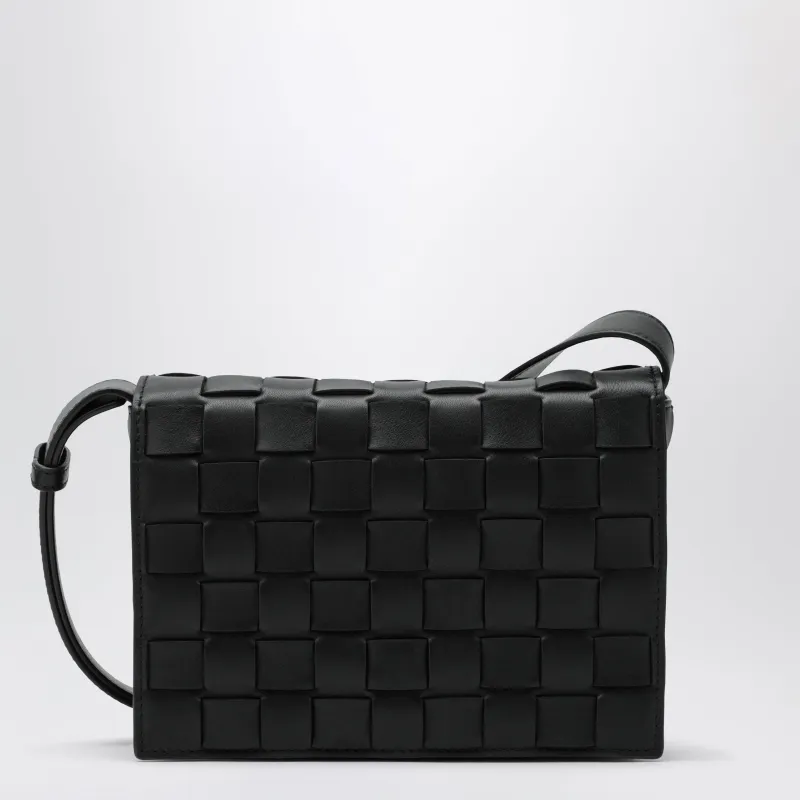 Orto Intrecciato Calf Leather Messenger Bag In Black made by Bottega Veneta