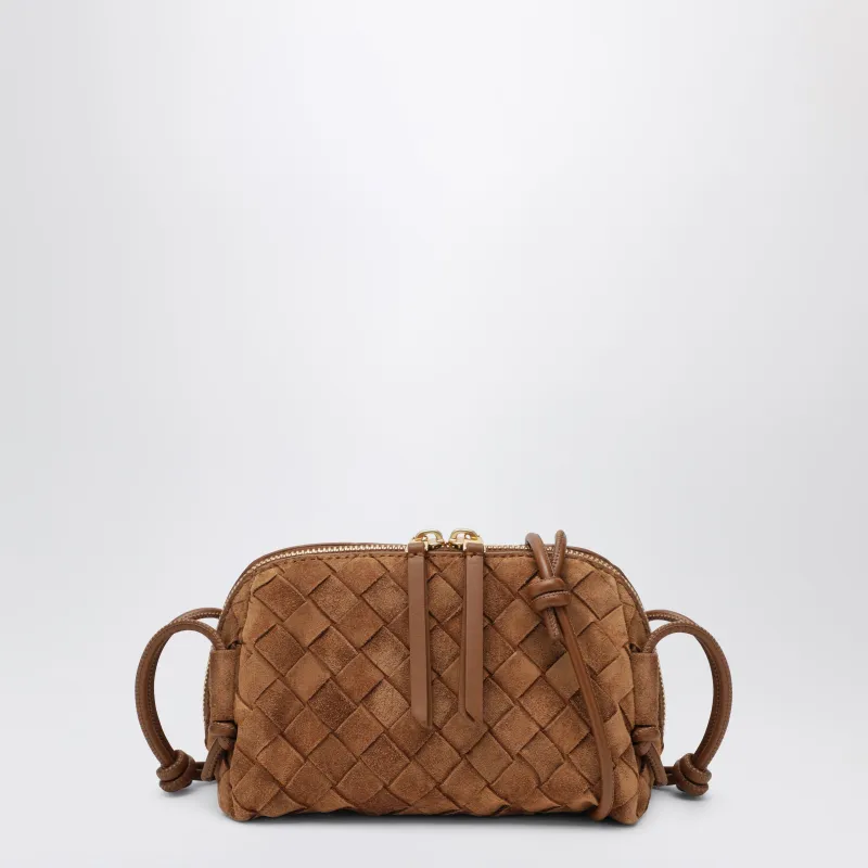 Intrecciato Concert Zip Leather Pouch In Amber made by Bottega Veneta