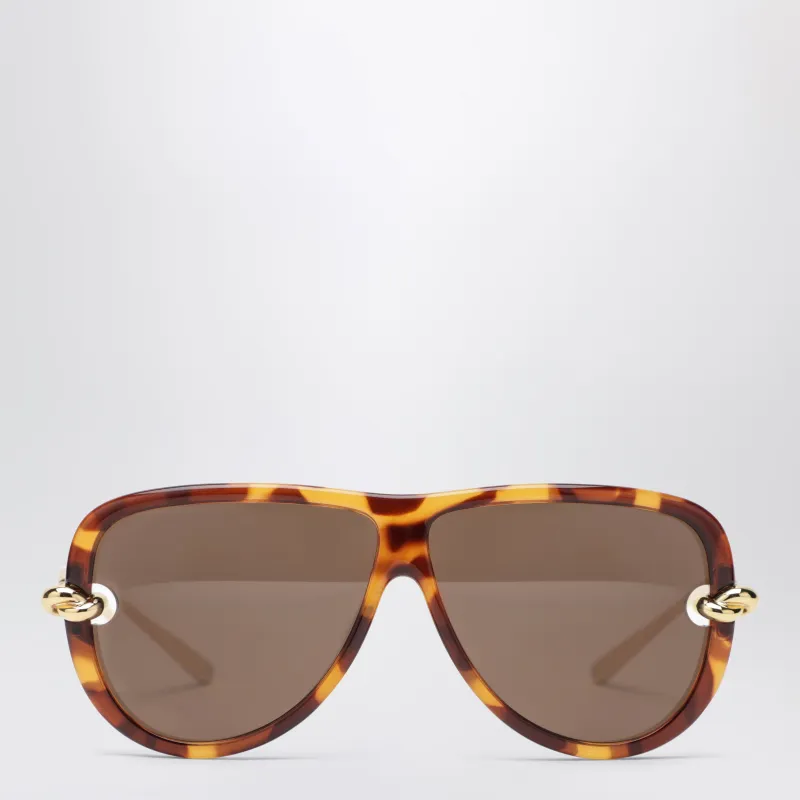 Knot Aviator Sunglasses In Havana/Gold made by Bottega Veneta