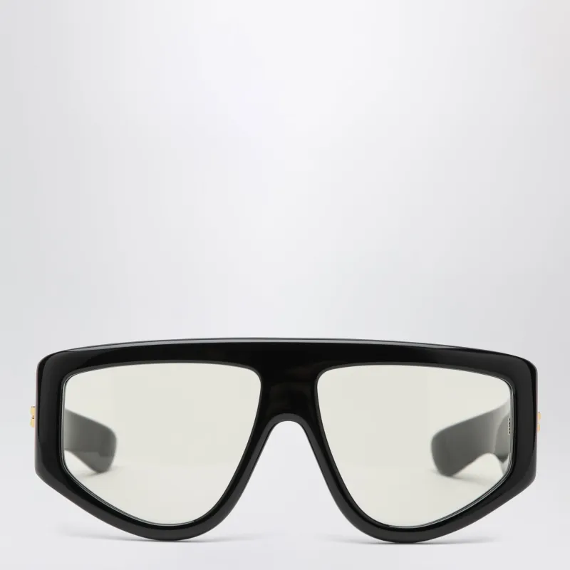Classic Shield Sunglasses In Recycled Acetate Black made by Bottega Veneta