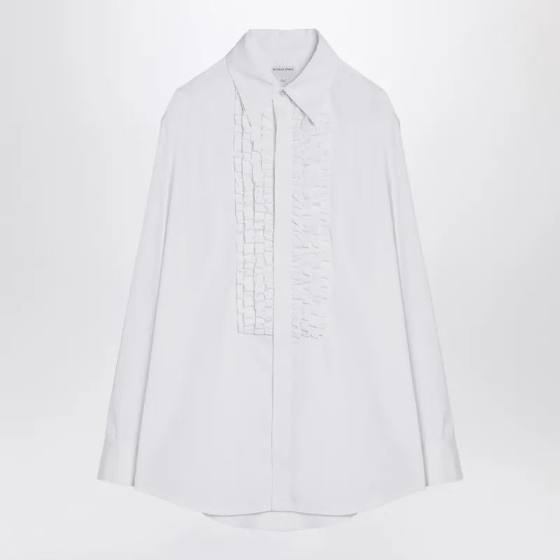 White Poplin Ruffle Shirt made by Bottega Veneta