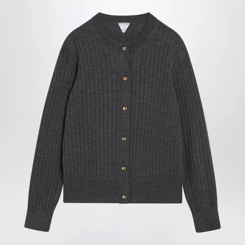 Grey Ribbed Wool Cardigan made by Bottega Veneta
