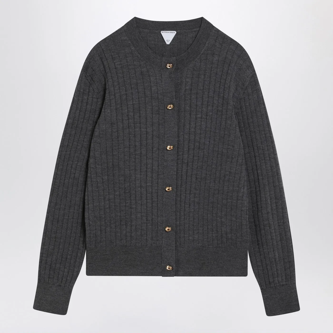 Grey Ribbed Wool Cardigan sold by Wanan Luxury