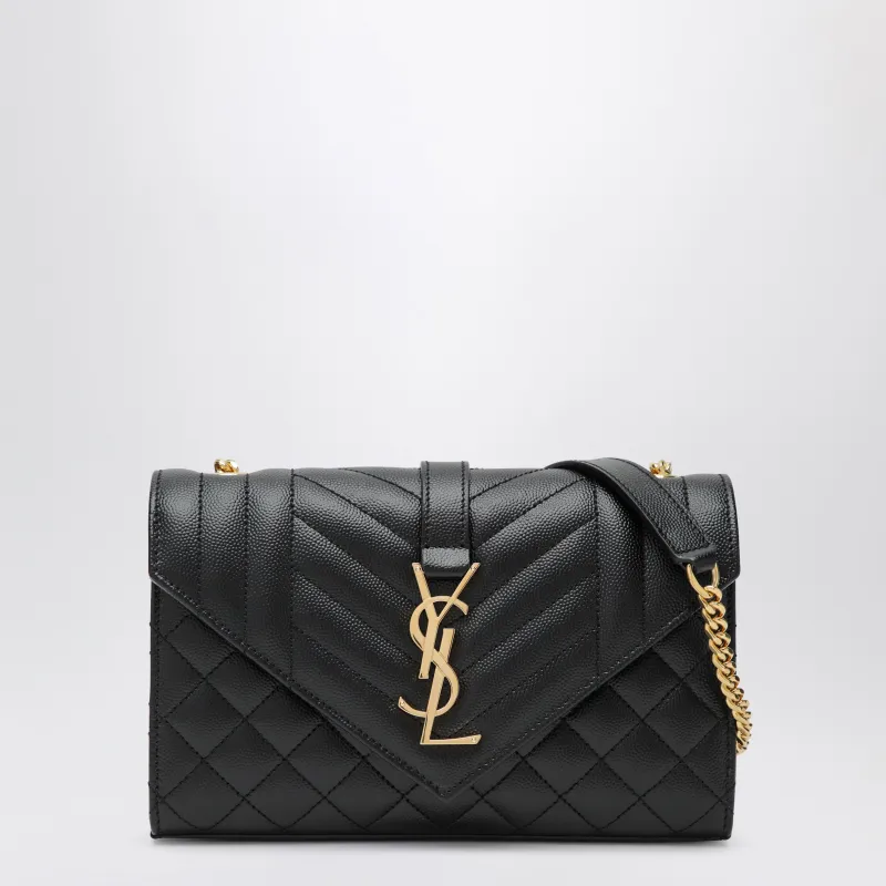 Small Envelope Flap Bag In Quilted Leather, Black made by Yves Saint Laurent