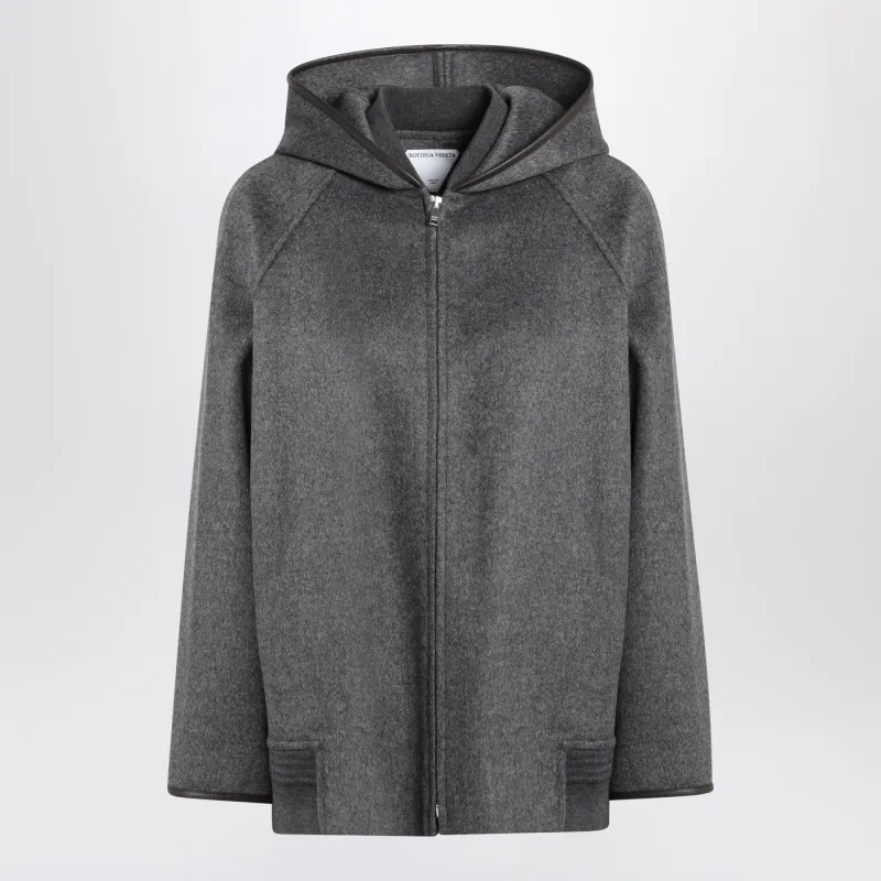 Grey Wool Hooded Jacket made by Bottega Veneta