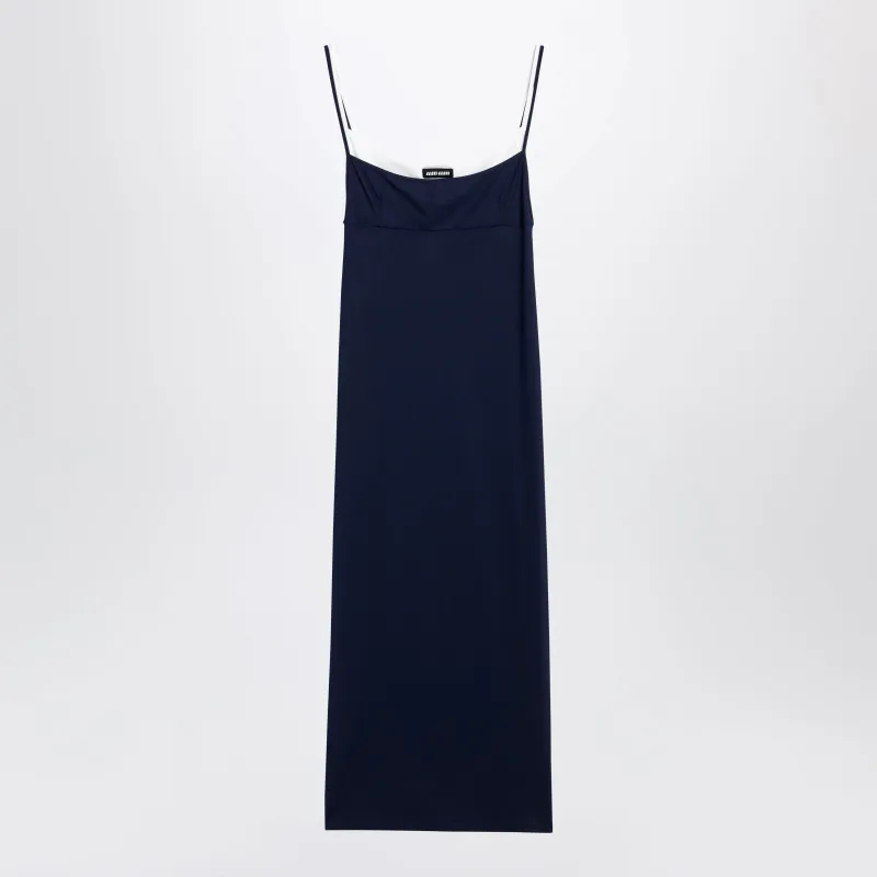 Blue Midi Dress In Stretch Jersey made by Miu Miu