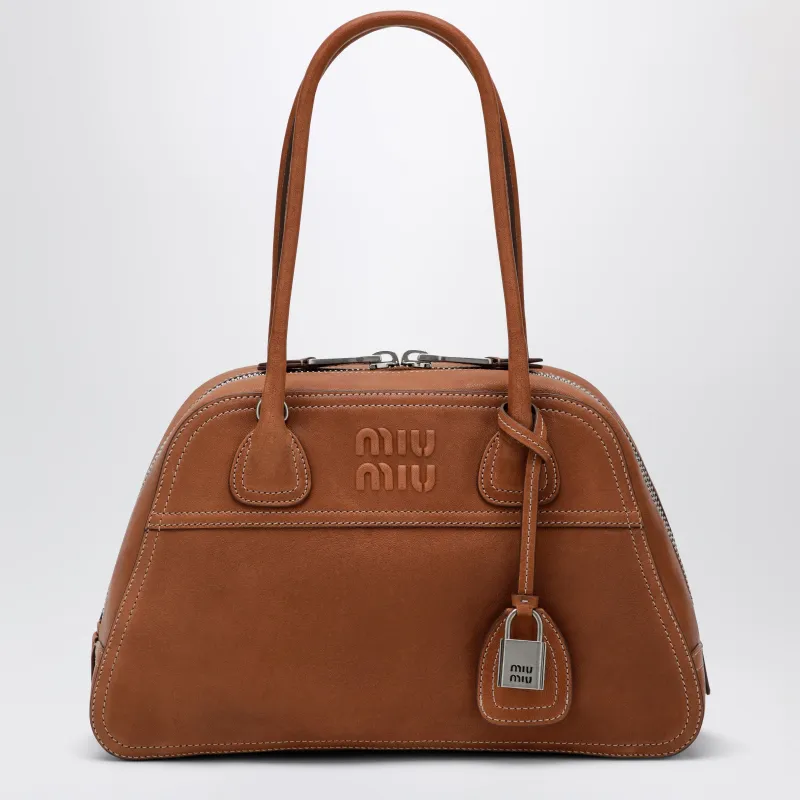 Vivant Nappa Leather Bowling Bag In Caramel made by Miu Miu