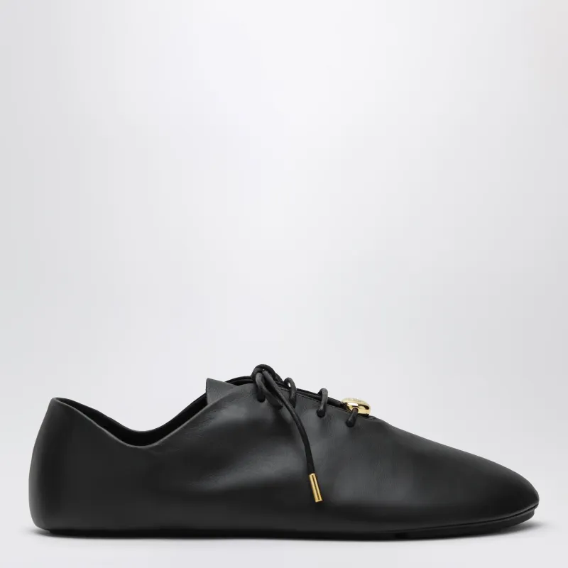 Black Pebble Soft Lace-Up Shoes In Calf Nappa Leather made by Loewe