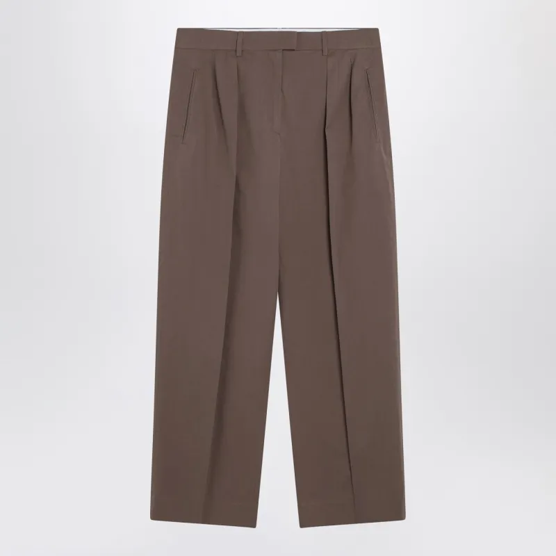 Taupe Cotton Trousers made by The Row