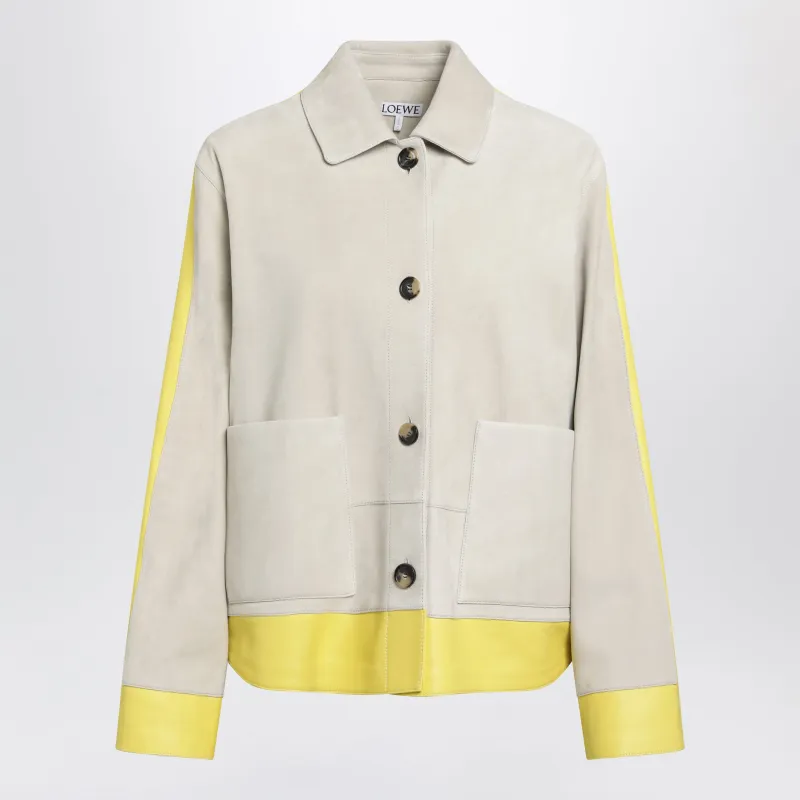 Light Grey Suede Jacket With Contrasting Inserts made by Loewe