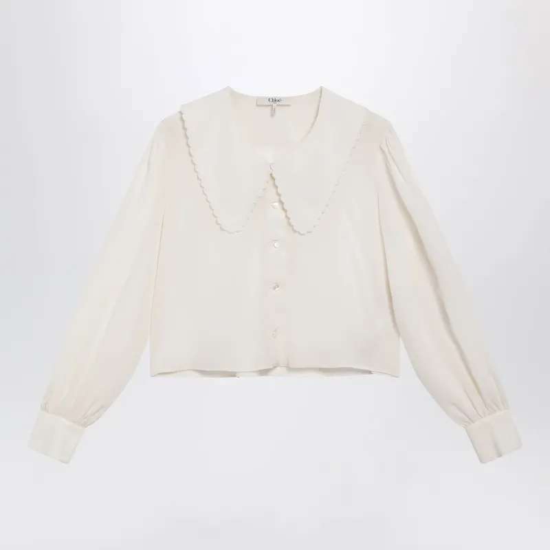 Milk White Silk Blouse made by Chloe