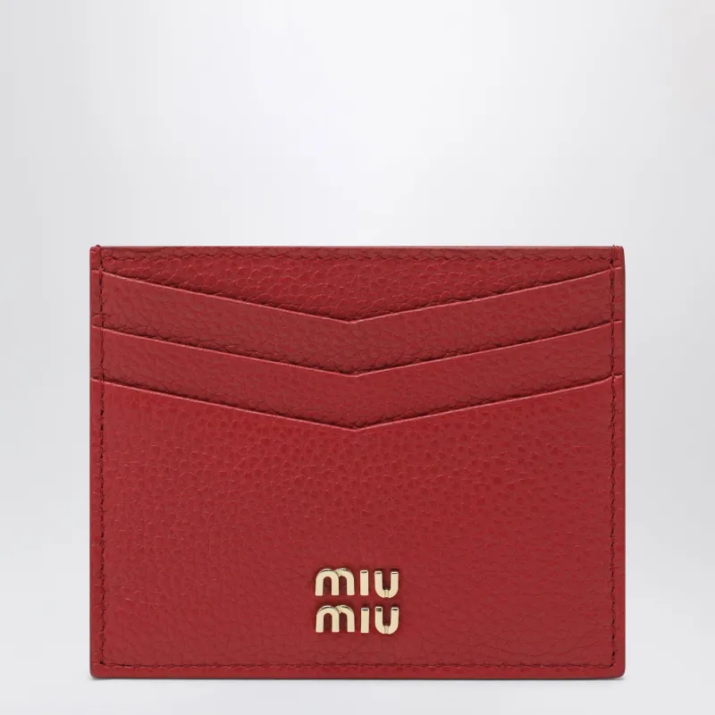 Red Leather Card Holder made by Miu Miu