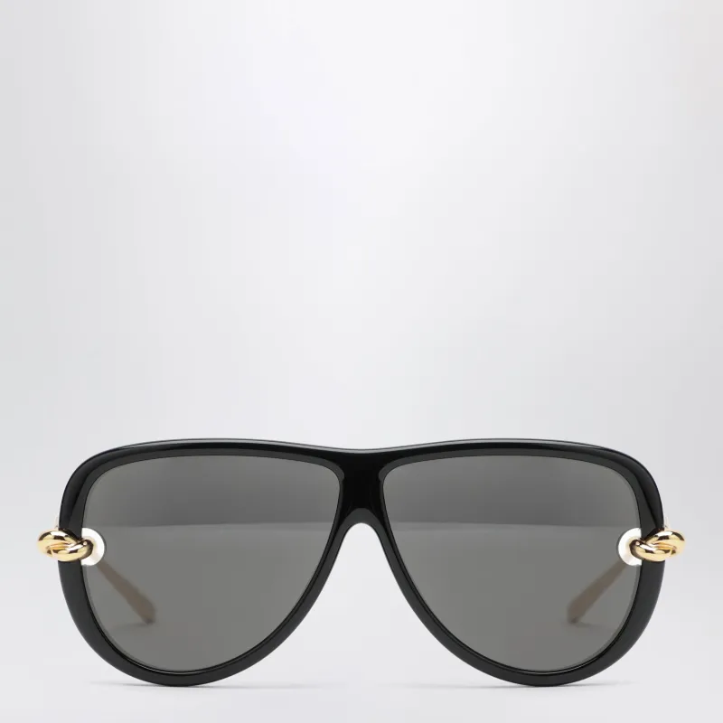 Knot Aviator Sunglasses In Black/Gold made by Bottega Veneta
