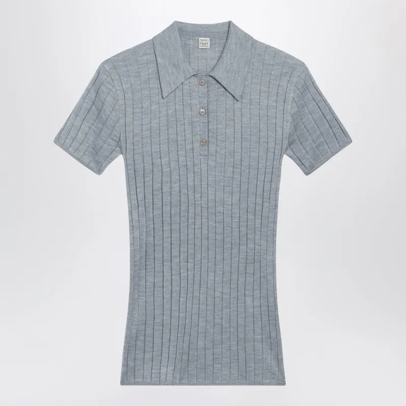 Grey Mélange Ribbed Cashmere And Silk Polo made by Toteme