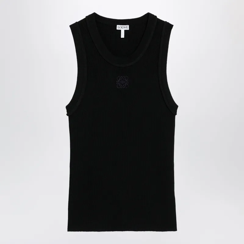 Black Ribbed Anagram Tank Top In Viscose made by Loewe