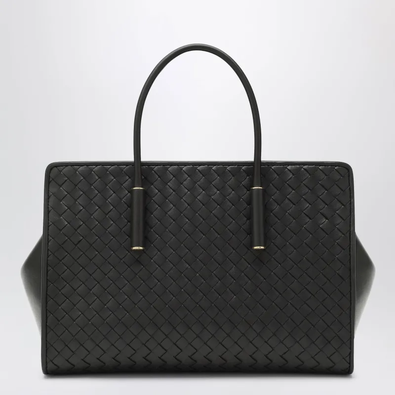Small Barbara Tote Bag In Espresso Woven Leather made by Bottega Veneta