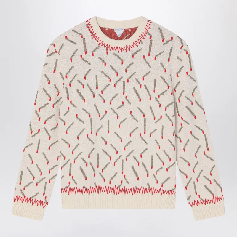 Ivory Sweater With Matchstick Jacquard Motif made by Bottega Veneta