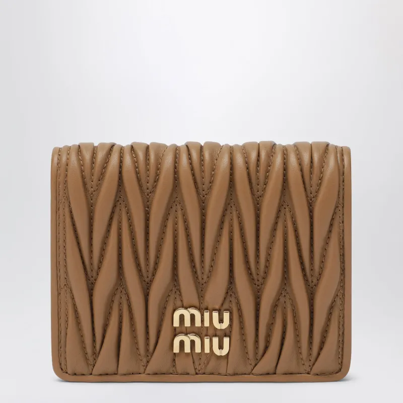 Caramel Wallet In Matelassé Nappa Leather made by Miu Miu