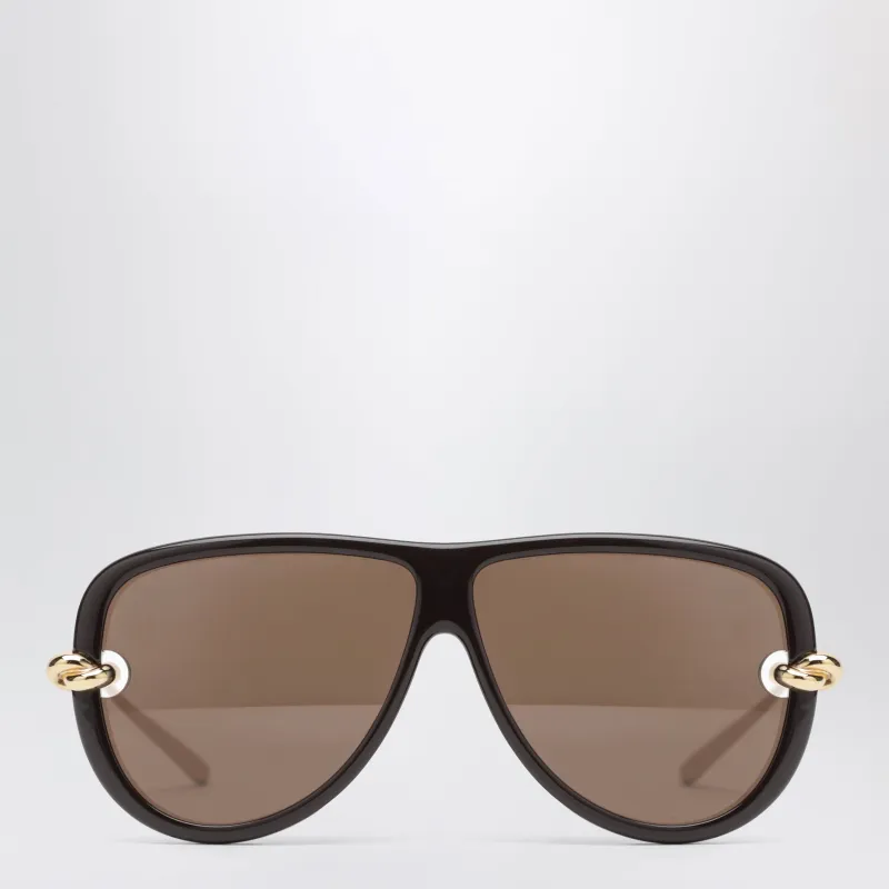 Knot Aviator Sunglasses In Brown/Gold made by Bottega Veneta