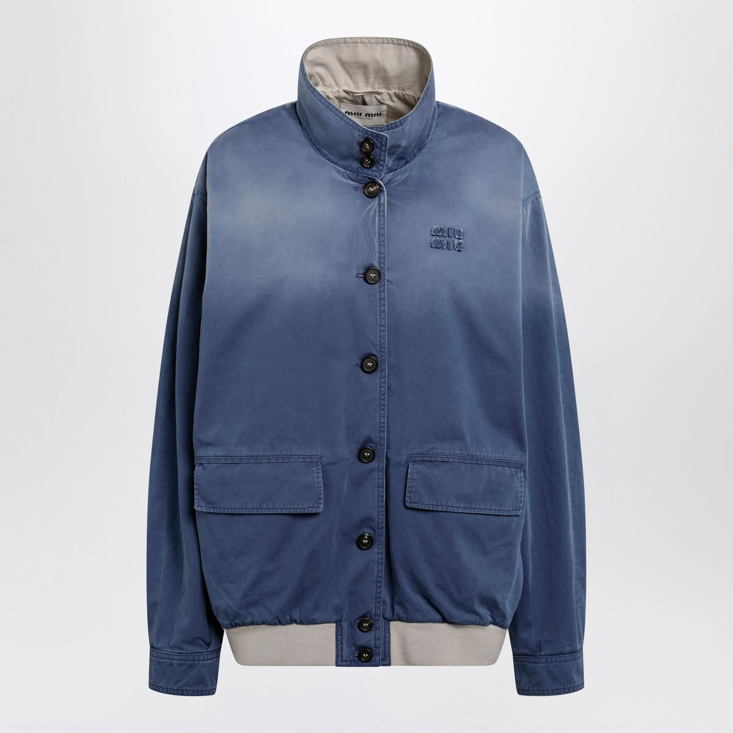Blue/Lime Old-Washed Twill Blouson sold by Wanan Luxury