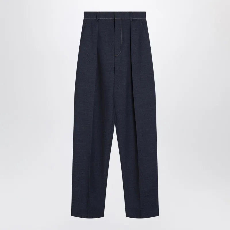 Dark Indigo Pants In Wool Blend made by Bottega Veneta