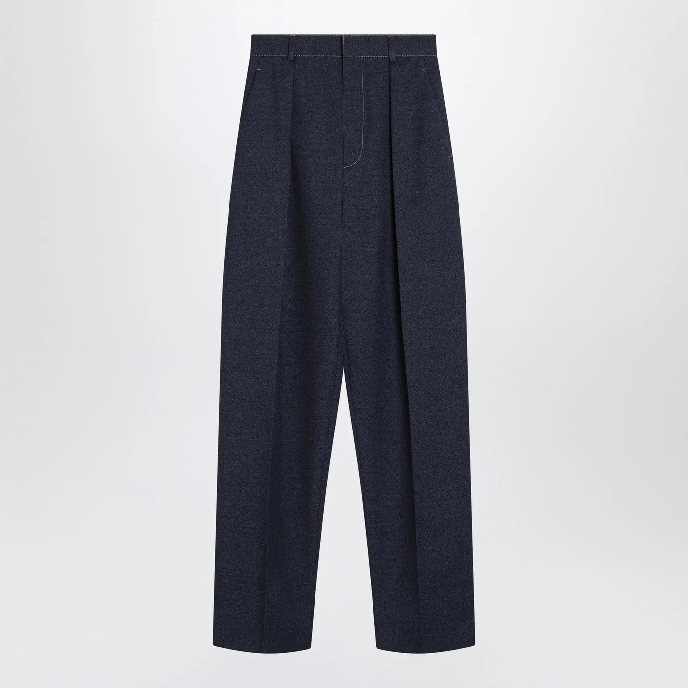 Dark Indigo Pants In Wool Blend sold by Wanan Luxury