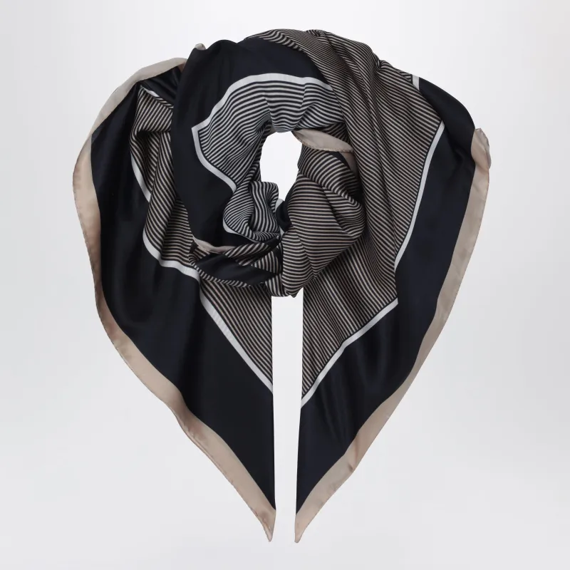 Cassandre Striped Silk Charmeuse Stole, Navy/Ivory made by Yves Saint Laurent