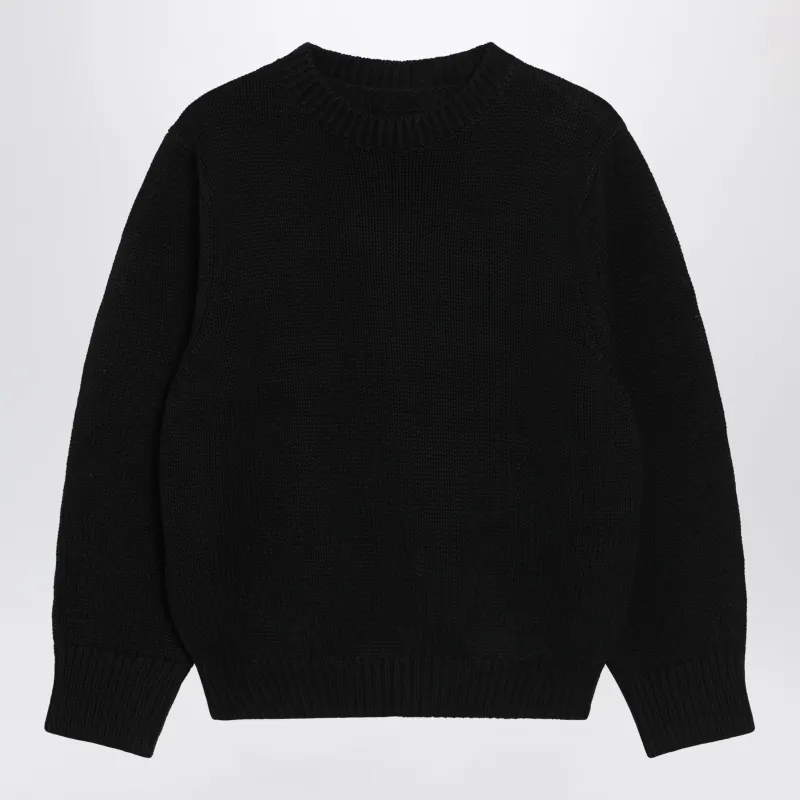Oversized Crewneck Sweater In Black Cotton made by Toteme