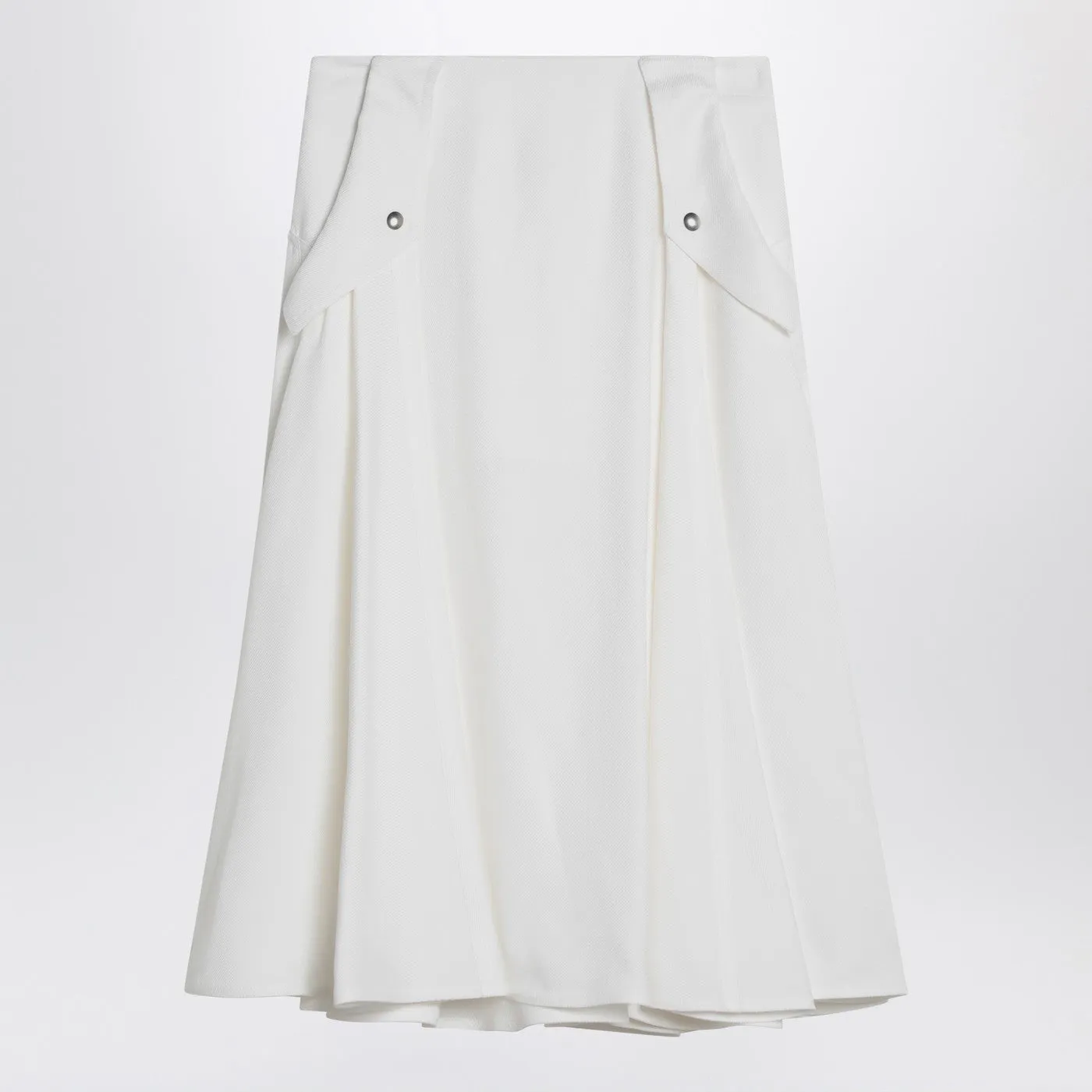 Ivory Pleated Midi Skirt sold by Wanan Luxury