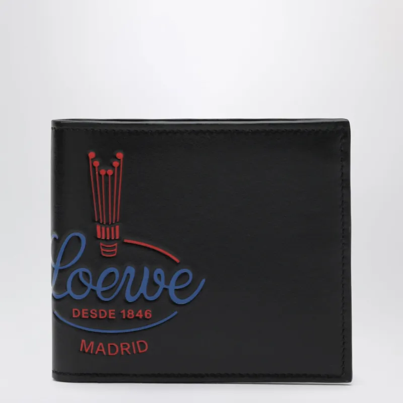 Black Leather Bi-Fold Wallet With Logo made by Loewe