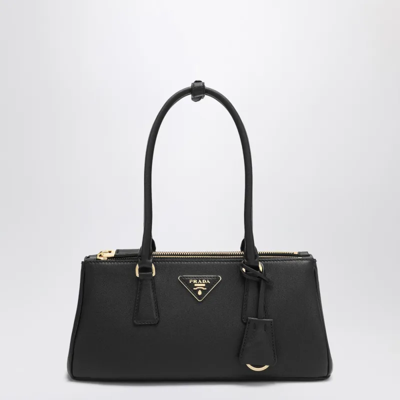 Black Medium Leather Galleria Bag made by Prada
