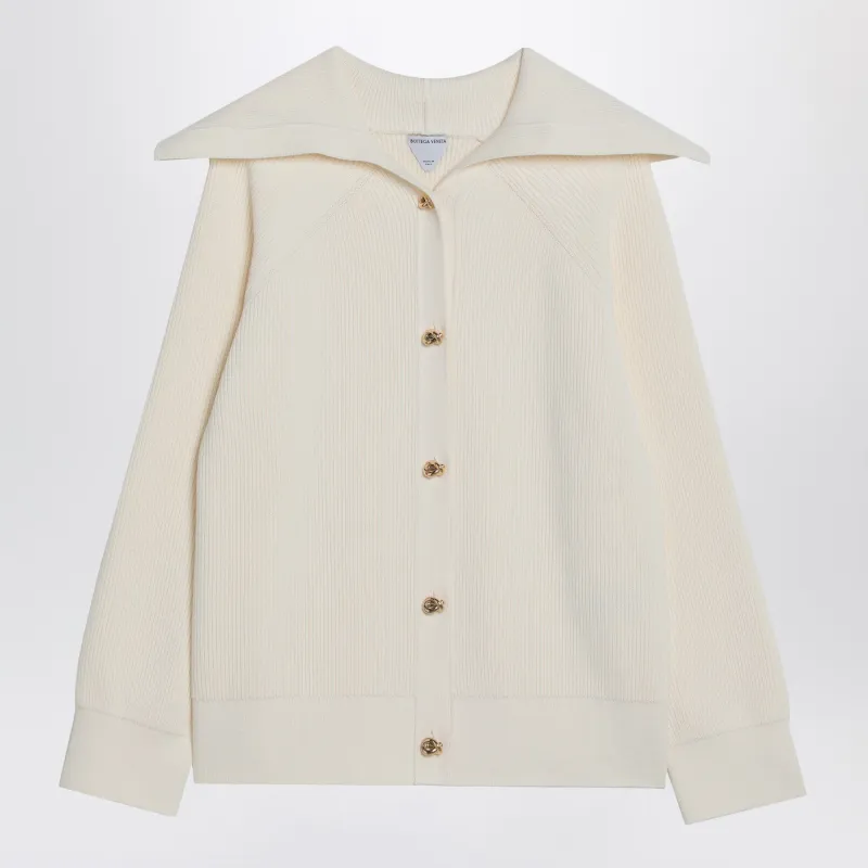 Ivory Cardigan In Ribbed Cotton made by Bottega Veneta