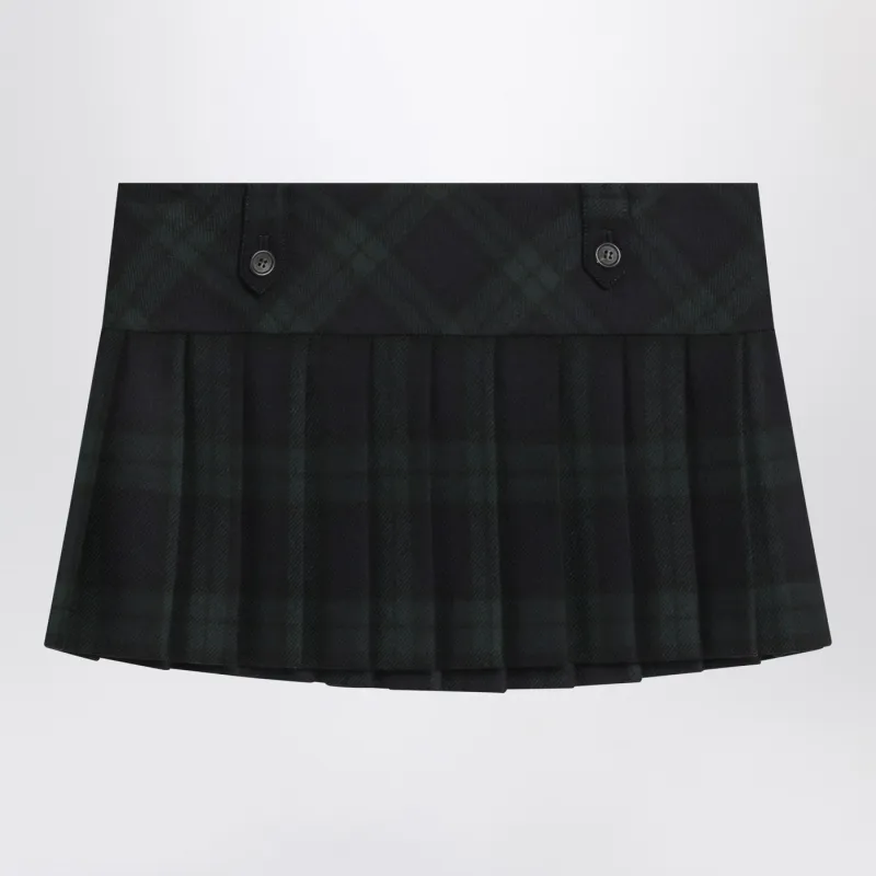 Blue/Green Pleated Wool Mini Skirt made by Miu Miu