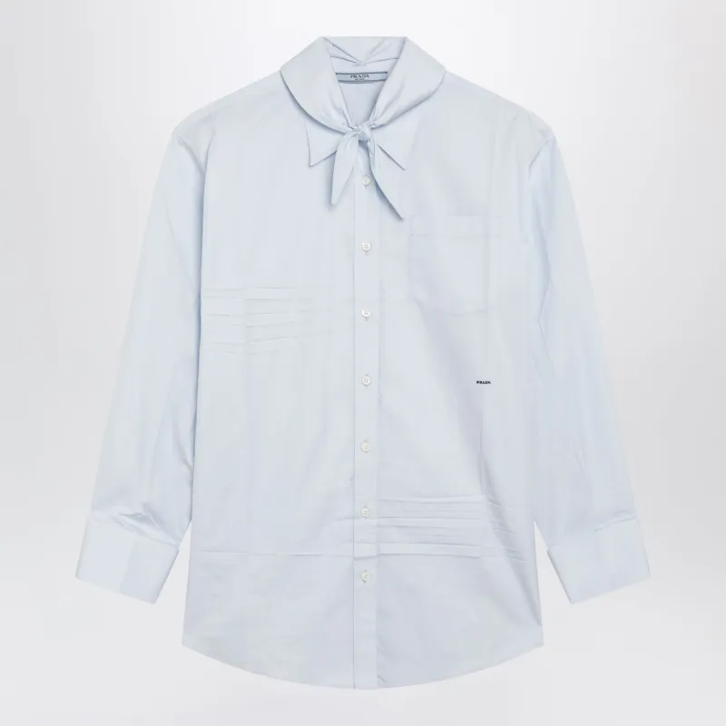 Light Blue Cotton Shirt With Scarf made by Prada