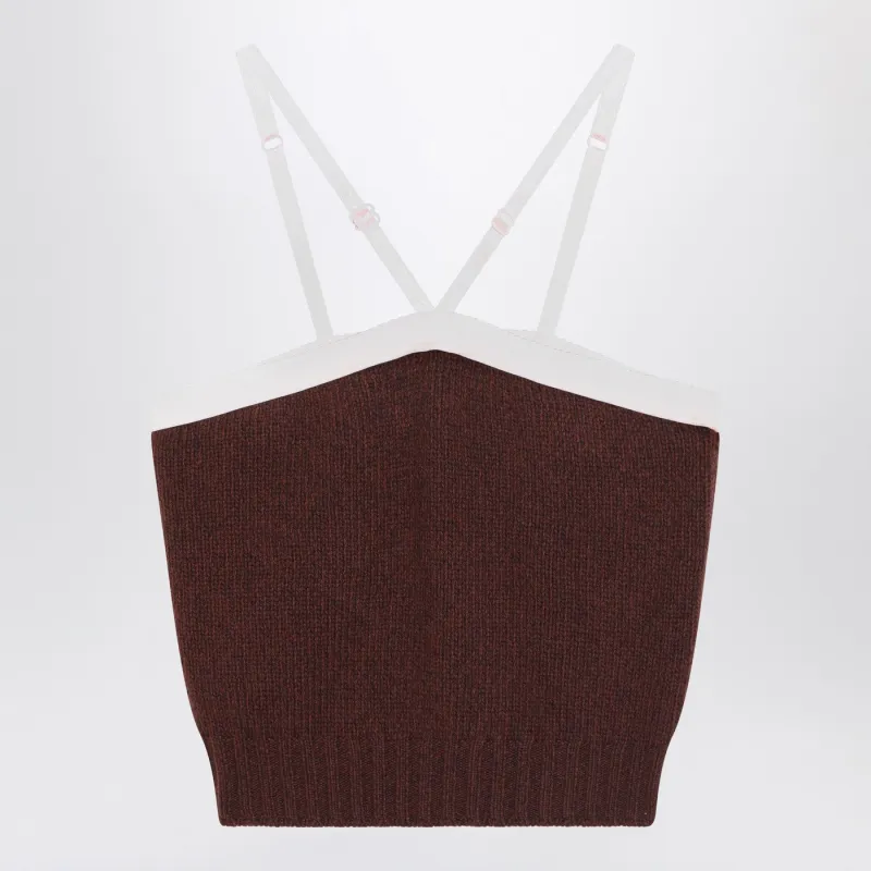 Top In Brown Wool And Cashmere made by Prada